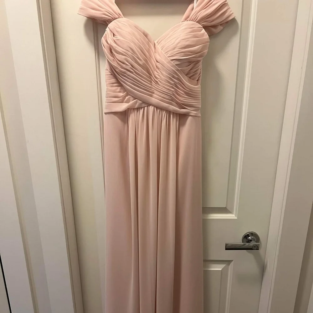 Bill Levkoff Petal Pink Off Shoulder Prom or Bridesmaid Dress - Picture 2 of 5